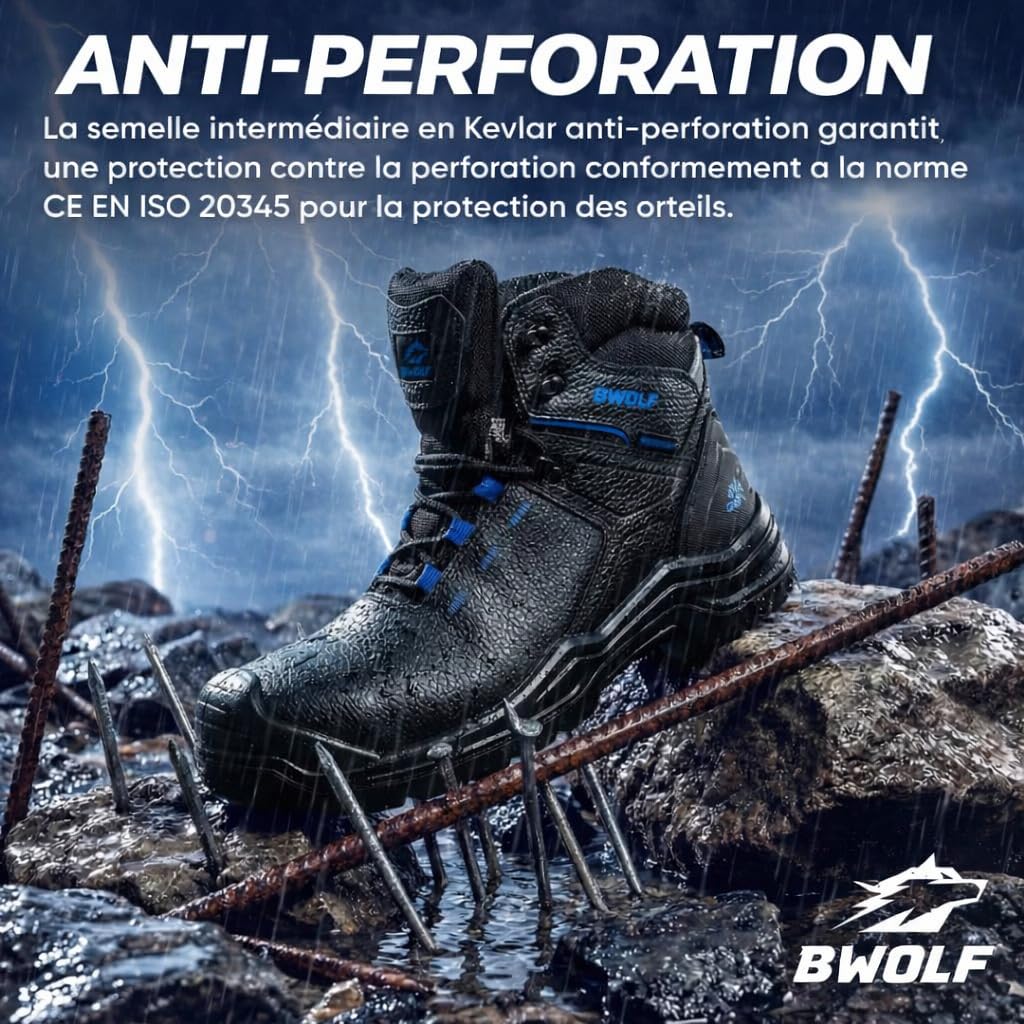 BWOLF PANZER HI S7S Chaussures de sécurité imperméables S7S | Embout composite | Protection anti-perforation en Kevlar | Semelle en polyuréthane antidérapante