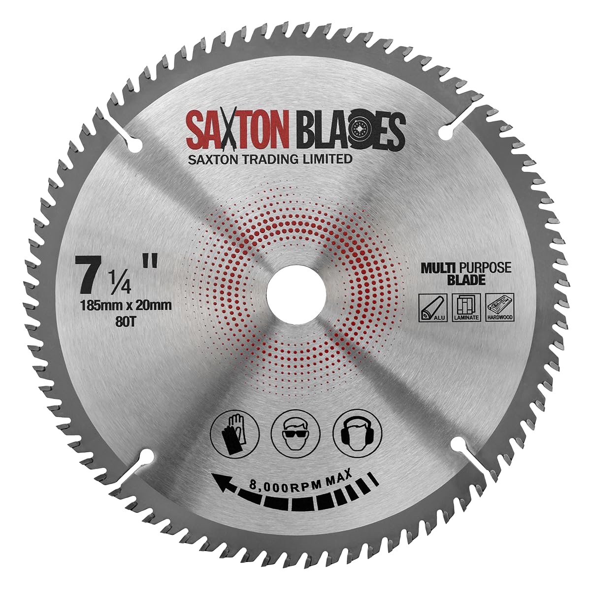 Saxton TCT18580TTCG20B - Hoja de sierra circular de aluminio de 185 mm x 20 mm, anillo de 16 mm, 80 dientes