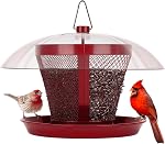 Kingsyard Bird Feeder for Outside Metal Mesh Wild Bird Feeder with Weatherproof Dome Dual Feeders 2.5 lbs. Seed Capacity for Finch Cardinal