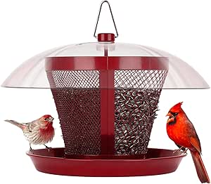 Kingsyard Bird Feeder for Outside, Dual-Use Metal Mesh Wild Bird Feeder with Weatherproof Dome Dual, 2.5 lbs Seed Capacity for Finch Cardinal asin的图片