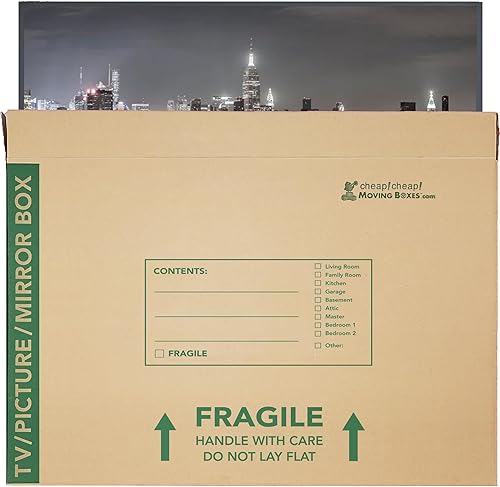 Cajas de mudanza para TVimagenespejo - Paquete de 3 - 48 x 4 x 33 pulgadas - Caja de mudanza de TV se adapta a hasta 50 pulgadas - Cajas de TV para