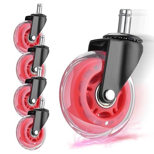 Miniatura 8 de Hivexagon Juego de 5 ruedas de repuesto para silla de oficina, ruedas universales silenciosas, resistentes, de 3 pulgadas, para sillas de oficina
