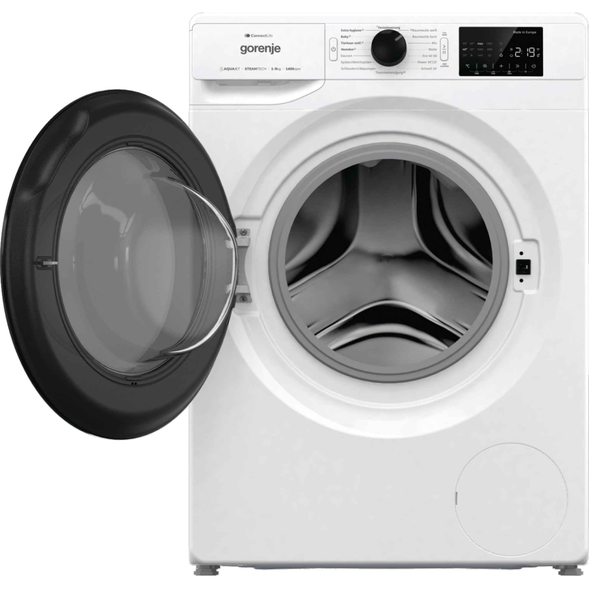 Gorenje WPNEI94DA1TS pralka z funkcją pary wodnej/ConnectLife / 9 kg / 1400 obr./min / 15 programów/całkowity bęben AquaStop/WaveActive/Ekhigieniczna/PowerWash/Szybki cykl prania/EEK: A-10%