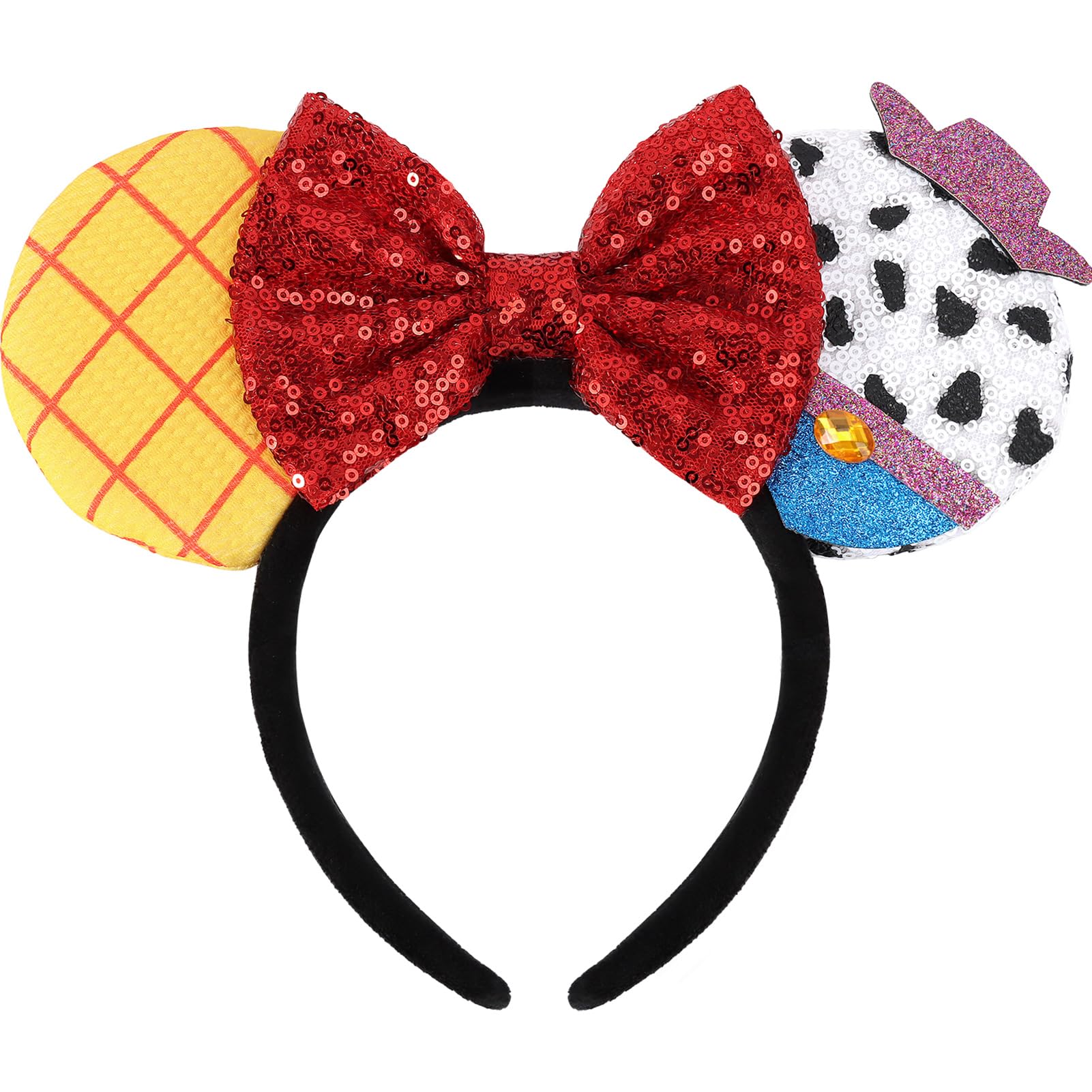 Bow Headband for Adult Women Grils Sequin Shiny Bow hairband for Cosplay Party Trip Hair Decorations (TS Yellow)