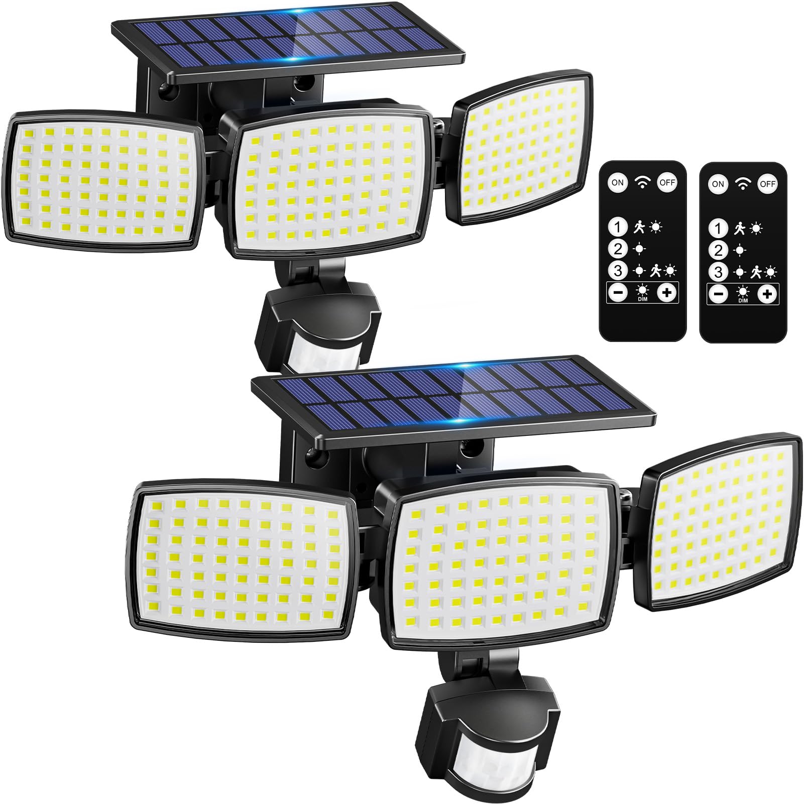KIBTOY 189LED Solar Security Light Motion Sensor Outdoor, Easy to Install, 330ยฐ Wide Lighting Angle IP65 Waterproof, Solar Flood Lights for Front Door, Yard, Garage, Sidewalk, Pathway (2 Pack)