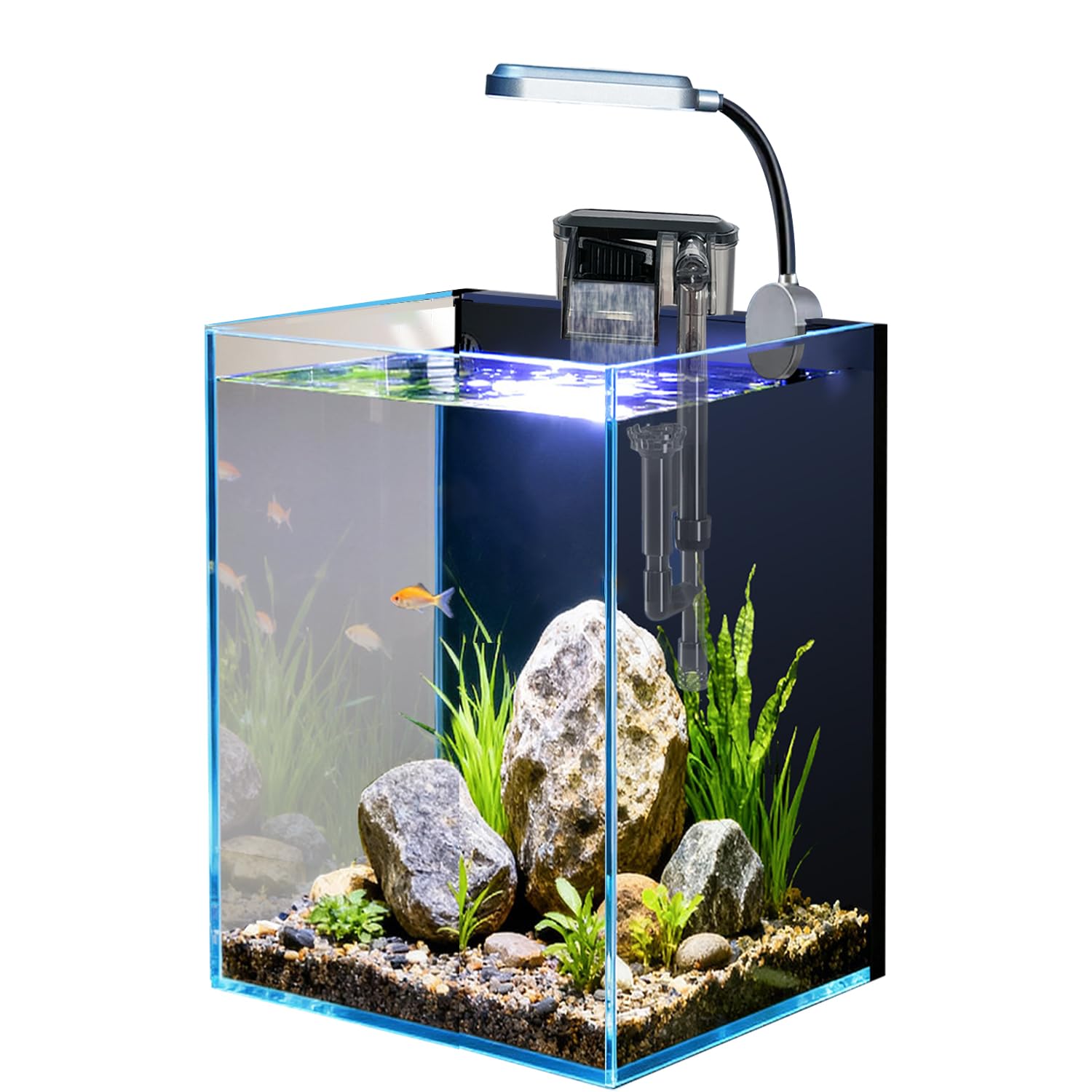 1.5 Gallon Fish Tank Starter Kits, Nano Glass Aquarium with Filter, Led Light for Aquascape DIY Small Betta Fish Tank