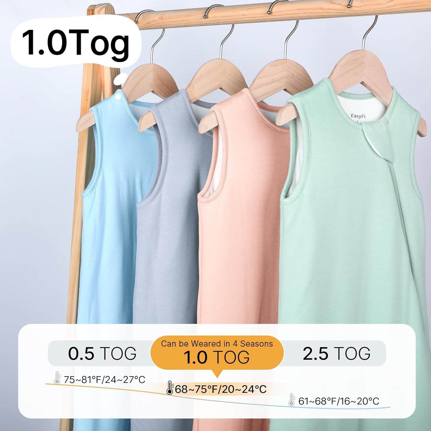 Rayon Made from Bamboo Sleep Sack 6-12 Months Ultra Soft Toddler Sleep Sack 1.0 Tog Baby Wearable Blanket Unisex Sleeping Bag for Babies Infant with 2-Way Zipper - Image 6