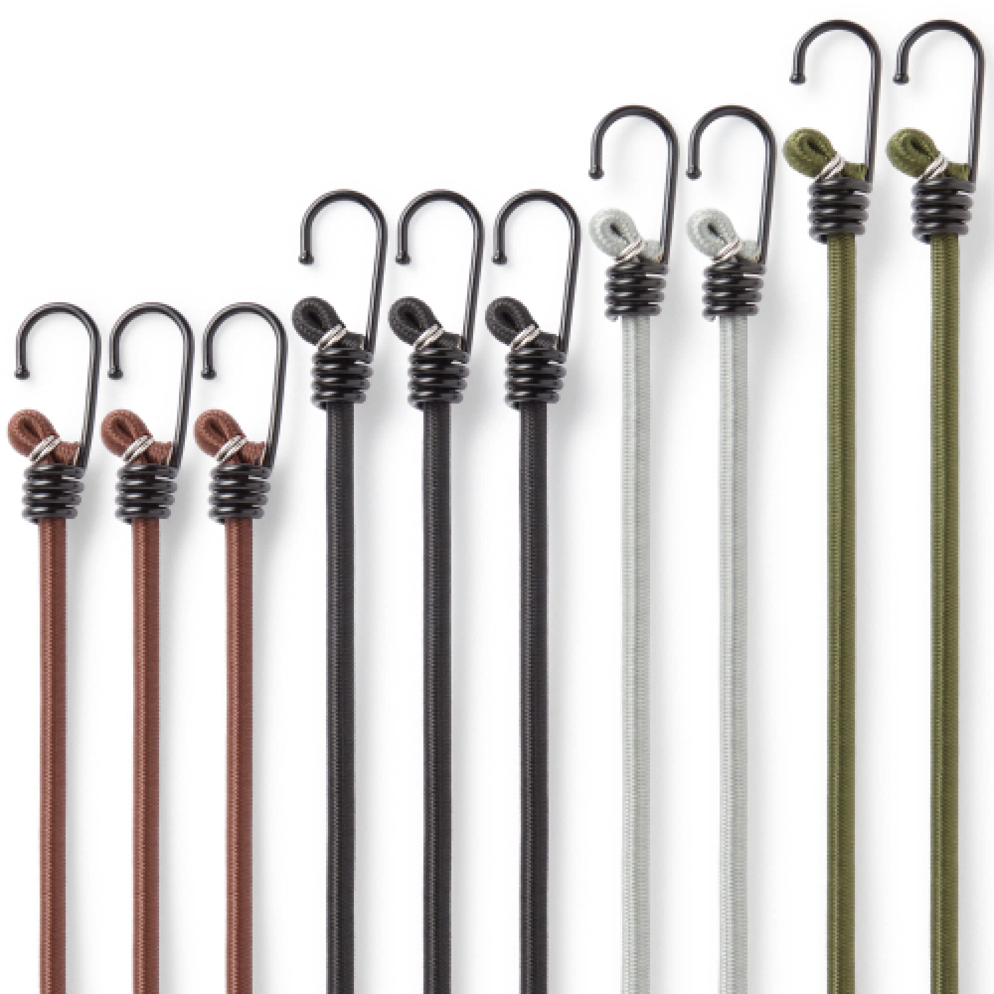 Pluvios Bungee-Seile mit Haken, strapazierfähig, für den Außenbereich, 10 Stück, verschiedene Größen zur Auswahl, Camping, Zelt – wetterfest & UV-Planen-Bungee-Seile