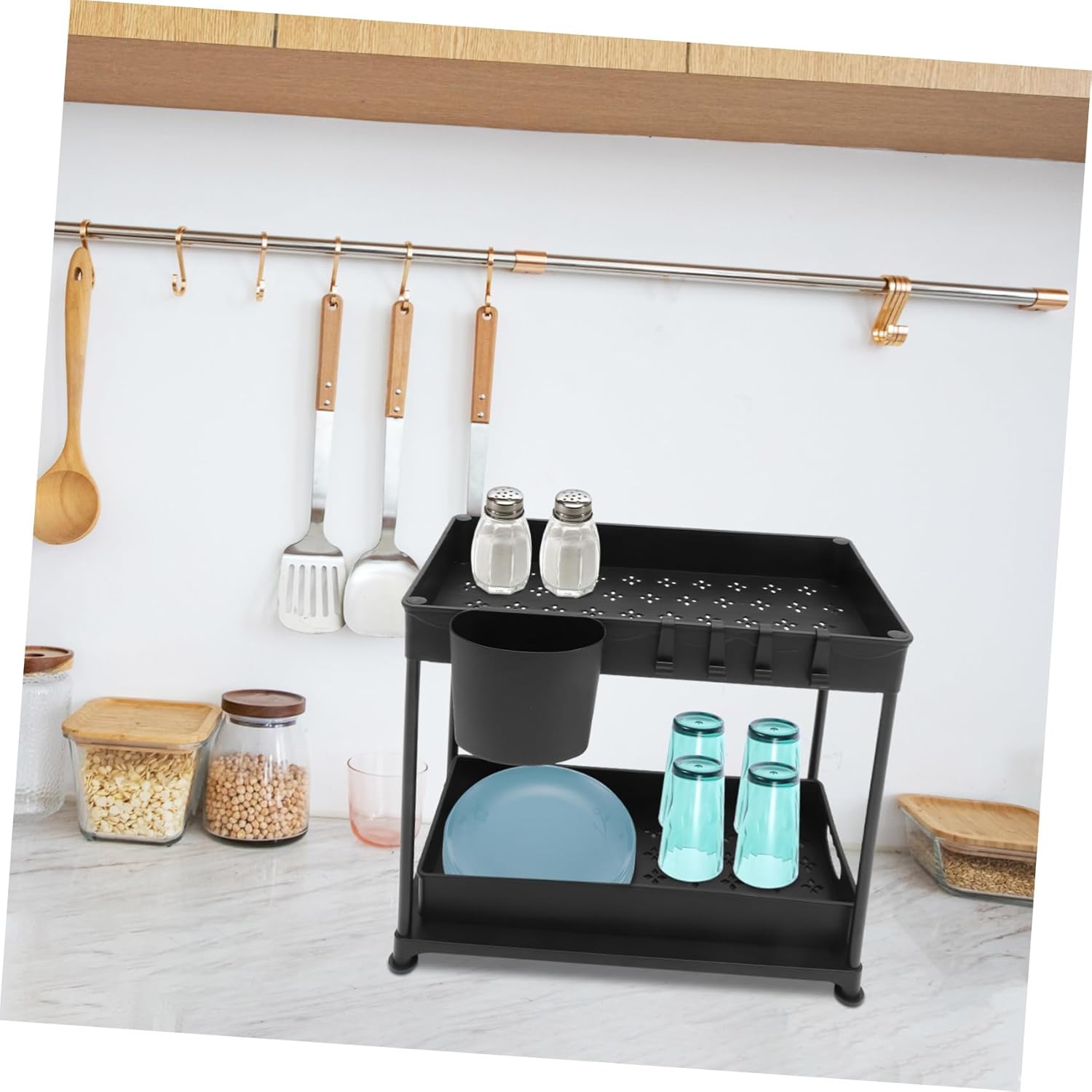 PRETYZOOM under Cabinet Organizer Telescopic Sink Shelf under The Sink Pull Out Organizer for Kitchen Storage Drawer Bathroom
