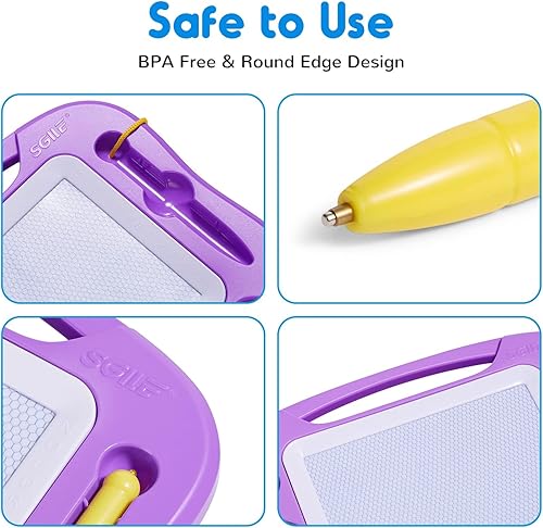 Miniatura 4 de SGILE - Pizarra magnética borrable para dibujo con bolígrafo magnético, colorido bloc de dibujo con tres sellos, juguete educativo para niños