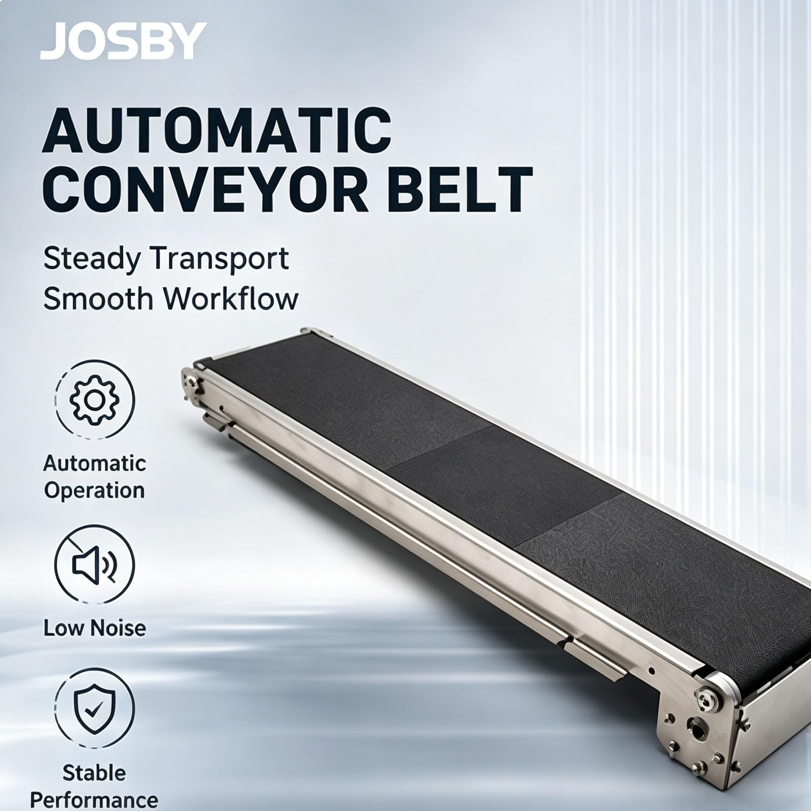 JOSBY Convoyeur Automatique en Acier Inoxydable, 24 V CC, pour Table, Charge Maximale De 5 Kg, Faible Niveau Sonore, Idéal pour Les Chaînes De Montage, Le Tri Demballages Et La Livraison Logistique