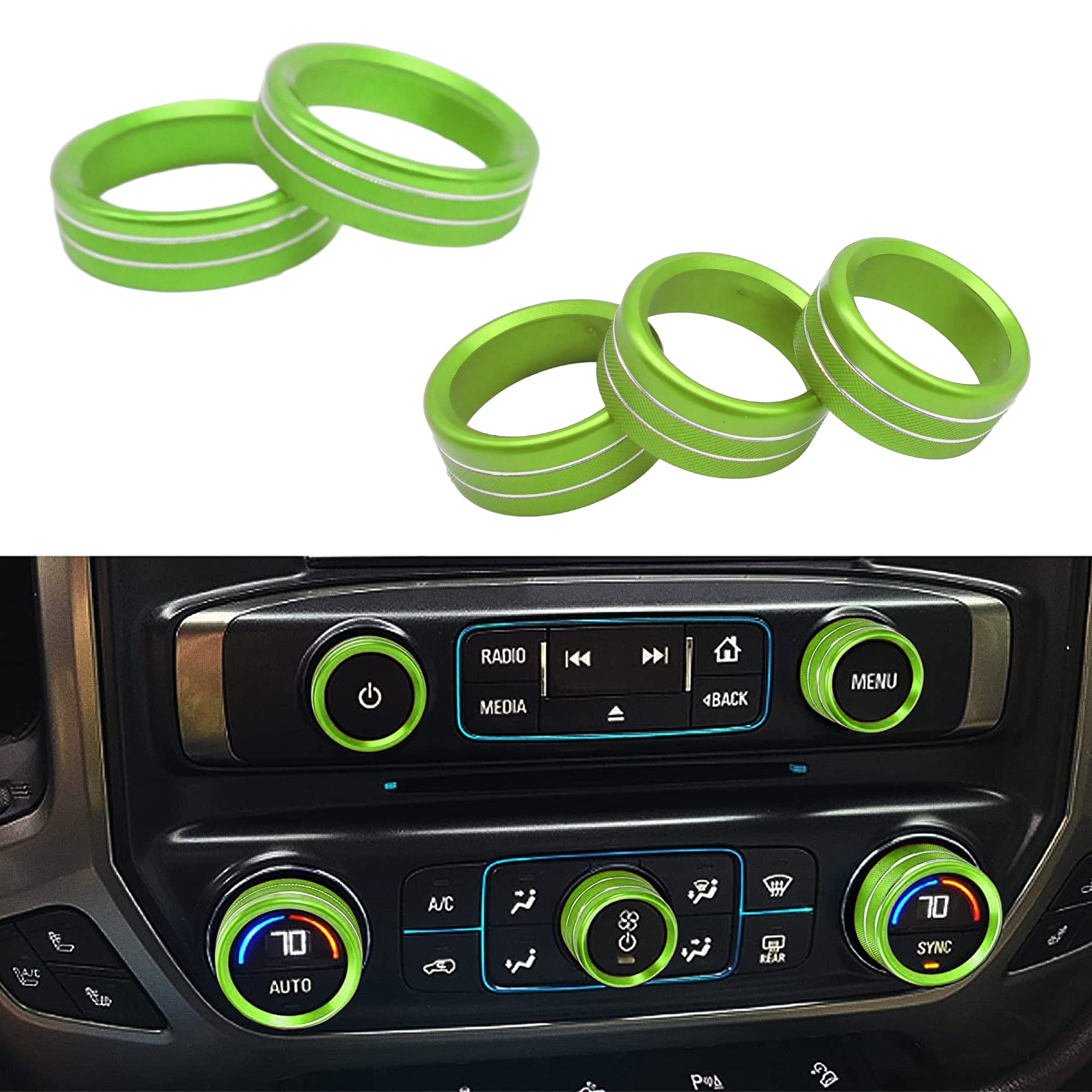 Purple Aluminum Center Console Switch Button Trim Knob Covers – For Chevy Silverado 2014-18 & GMC Sierra