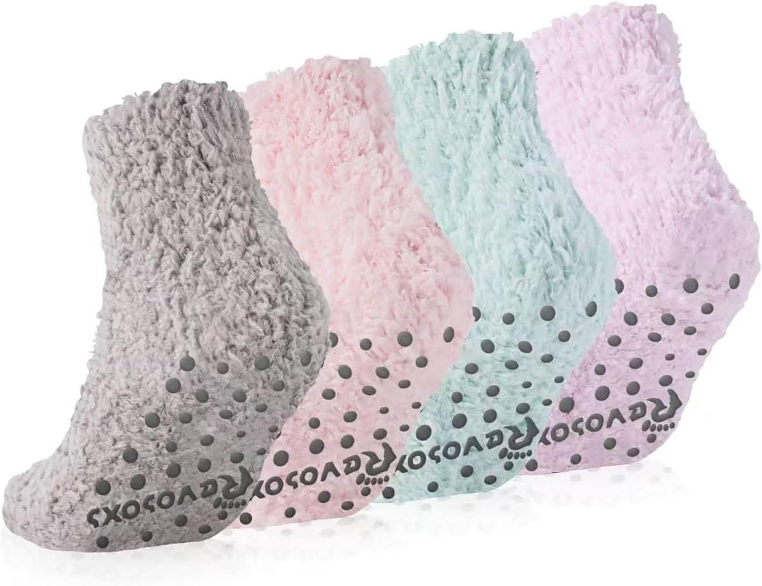 Fuzzy Grip Socks for Women Men,Thick Warm Slipper Cozy Fluffy Non Slip Ankle Fuzzy socks With Grips for Mother's Day Gifts.