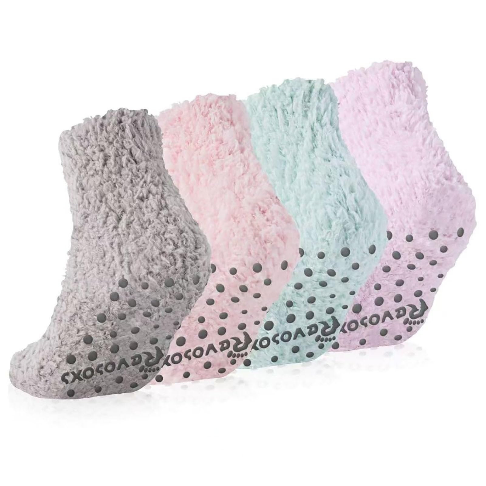 Fuzzy Grip Socks for Women Men,Thick Warm Slipper Cozy Fluffy Non Slip Ankle Hospital socks With Grips.