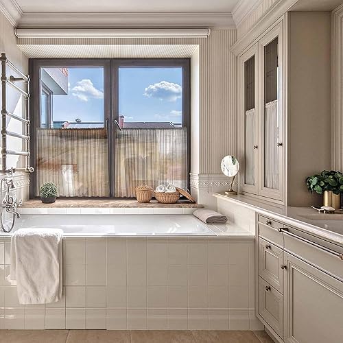 Miniatura 5 de AMZRicher Oil Modern Paintings - Cortinas traslúcidas abstractas de 54 pulgadas de largo, juego de 2 paneles de obras de arte geométricas, gris y