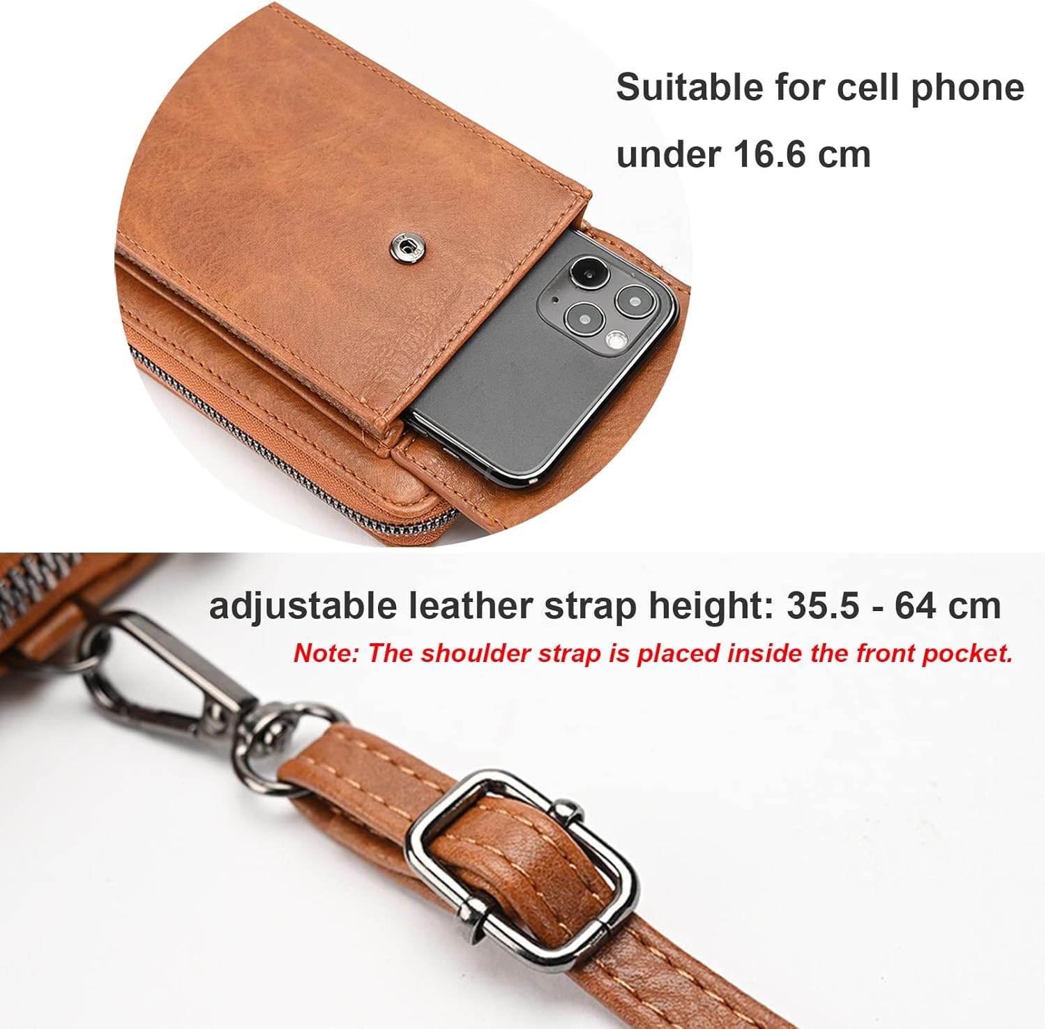 Kememo Crossbody Phone Bag for Women, PU Leather Ladies Cross Body Handbags Mobile Phone Pouch with Adjustable Strap Card Slots, Small Cellphone Shoulder Bags Coin Purse Wallet Gifts for Women 5
