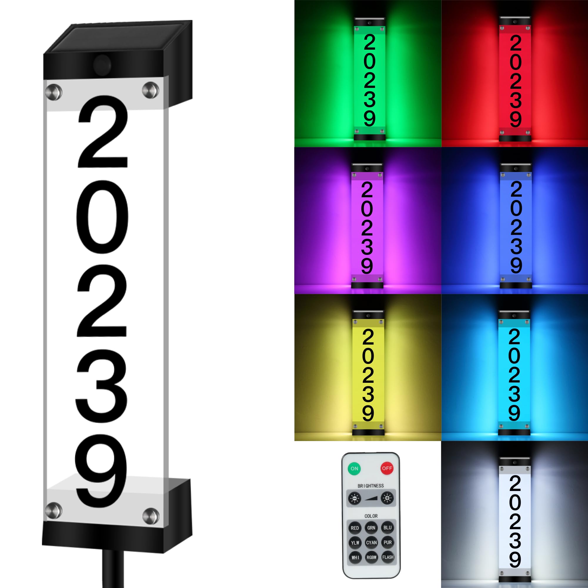Solar House Numbers for Outside, Address Signs for Yard with Stake