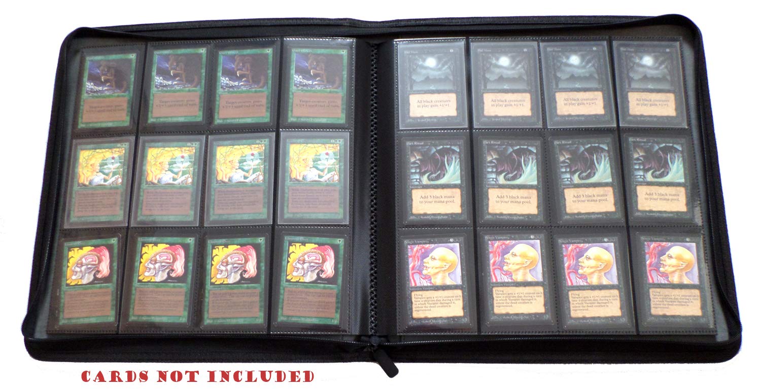 docsmagic.de Premium Pro-Player 12-Pocket Playset Zip-Album Black - 480 Card Binder - MTG - PKM - YGO - Cremallera Negra