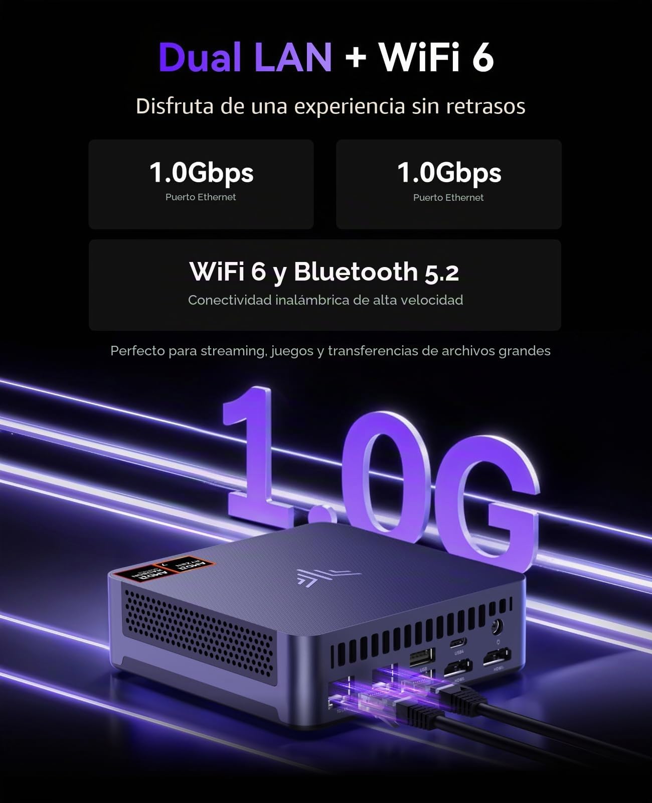 NiPoGi AM21 Mini PC Ryzen 7 8745HS(8C/16T, MAX 4,9 GHz),16GB DDR5 5600MHz 512GB NVMe SSD(MAX 4 TB),4K Quad Affichage(HDMI 2.1/DP 1.4/USB4) WiFi 6,BT 5.2,Double LAN,Ordinateur de Bureau