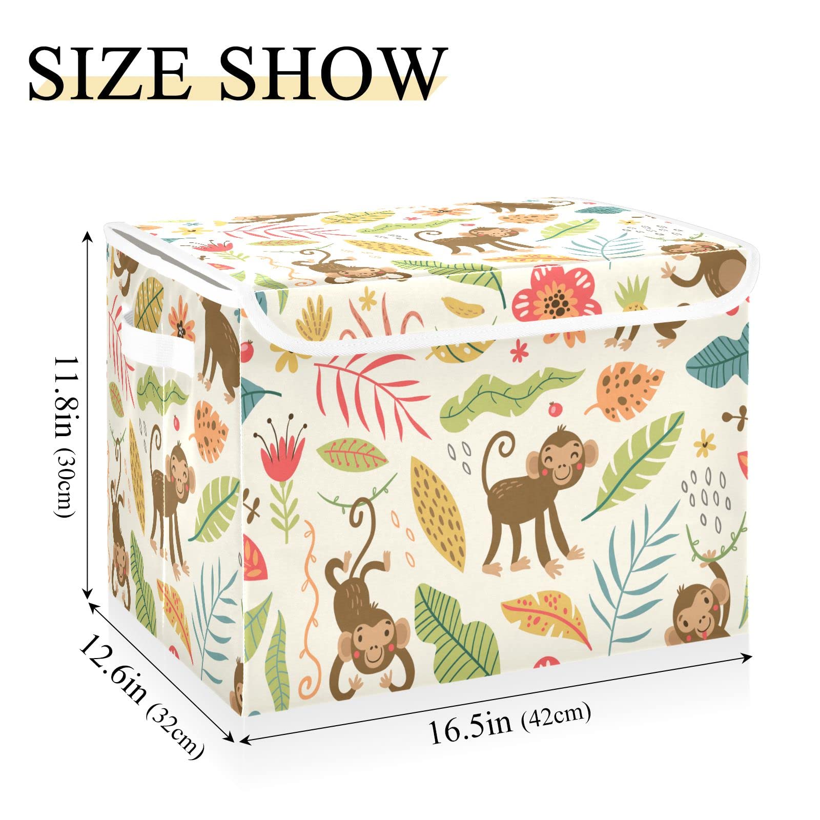 Cute Monkeys - Cajas de almacenamiento plegables con tapas, caja de almacenamiento decorativa para el hogar, dormitorio, armario, oficina, guardería