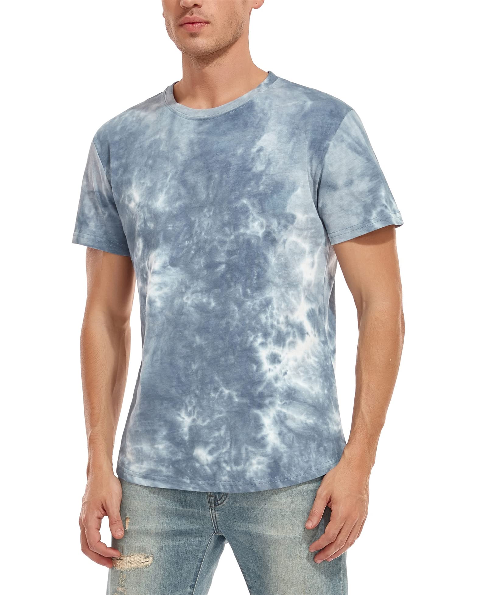 YeeHooMen's Tie Dye Hipster Hip Hop T-Shirts Short Sleeve Round Hemline Print Shirt