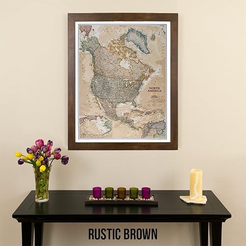 Miniatura 8 de Executive North America Push Pin Mapa de viaje con marco negro y alfileres