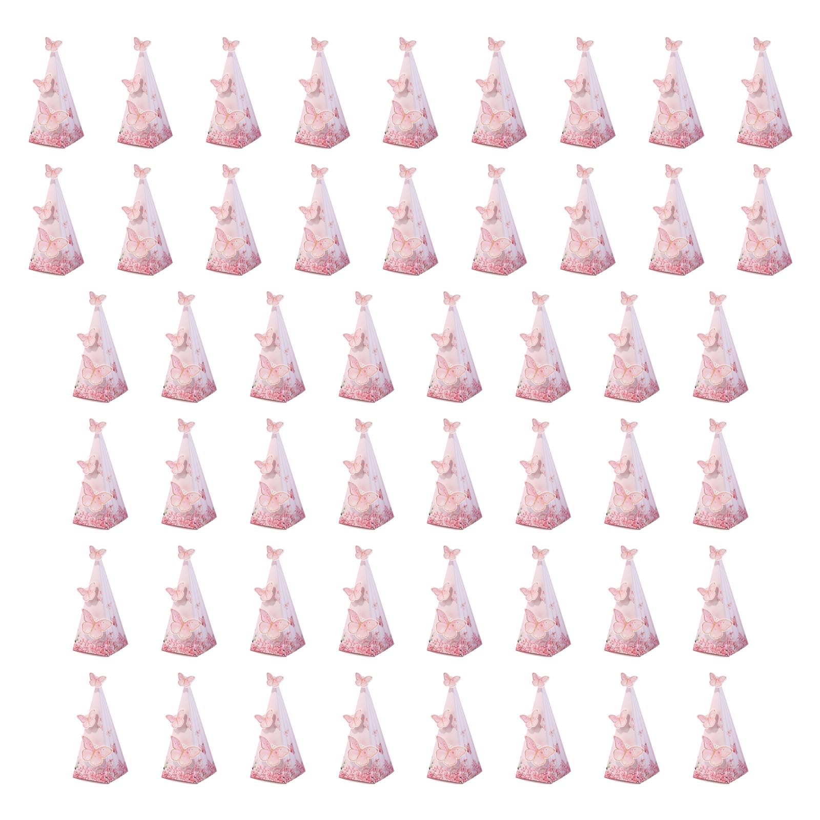 Elnwnnkc B 50 Pack Triangular Candies Storage Ox Delicate Utterfly Present Oxes For Wedding And Irthday Party Sugar Holder Triangular Sugar Holders