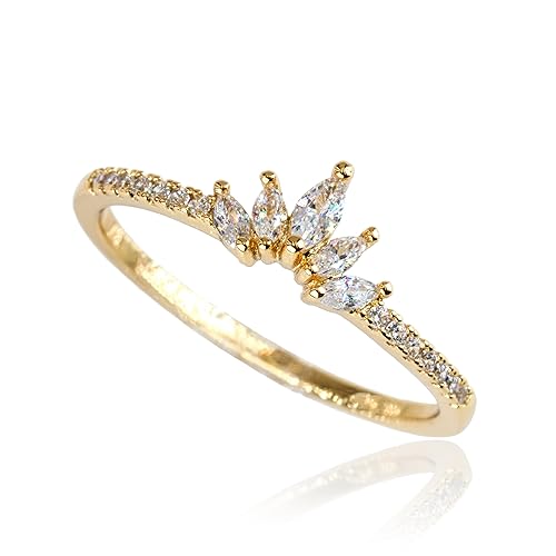 Rapunzel Crown Ring For Women Dainty Diamond Stacking Rings Royal Crystal Promise Ring Engagement Birthday Rings Anniversary Gifts Cubic Zirconia