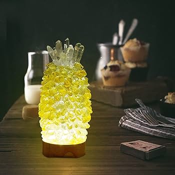 アメジスト 天然アメジスト水晶石パイナップルライトナイトランプクリスタルトリートメントクォーツポイントビーズ装飾ライトランプチャクラ  アメジストナイトライト (Emitting Color : Purple)