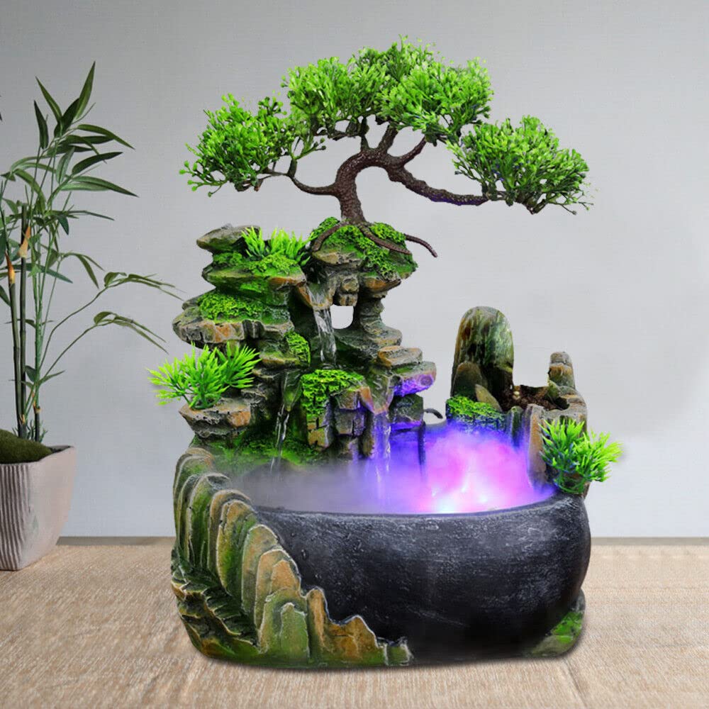 Fontaine de table d'intérieur avec ornement, avec éclairage, fontaine de bureau, fontaine de jardin, vaporisateur, fontaine de table, cascade, fontaine murale, cascade