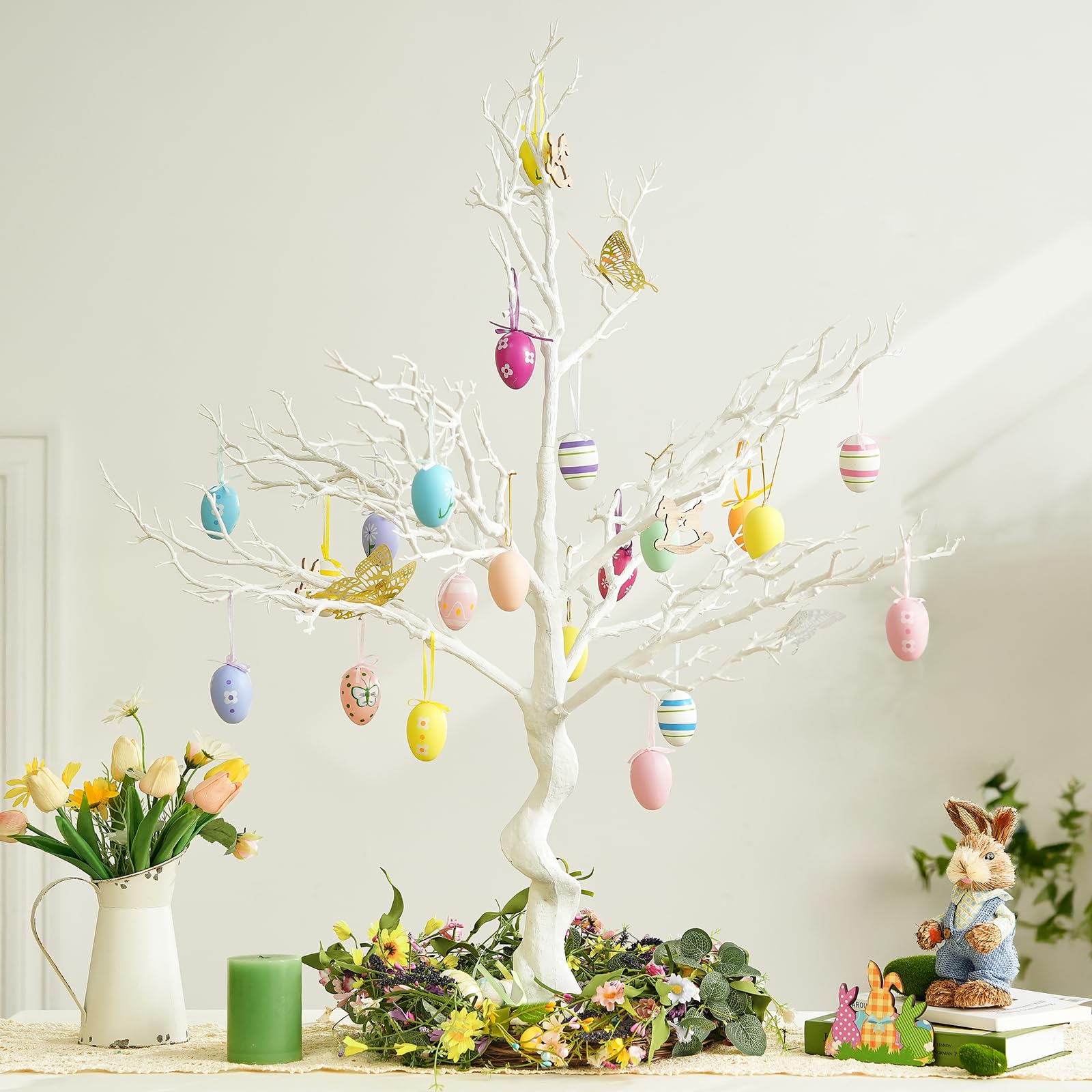 Alberi Artificiali Bianchi per Natale Decorazione, 105cm | Riutilizzabili, Decorazioni da Appendere Fai Da Te, Albero Alto per centrotavola, matrimoni, Pasqua, Halloween, compleanni