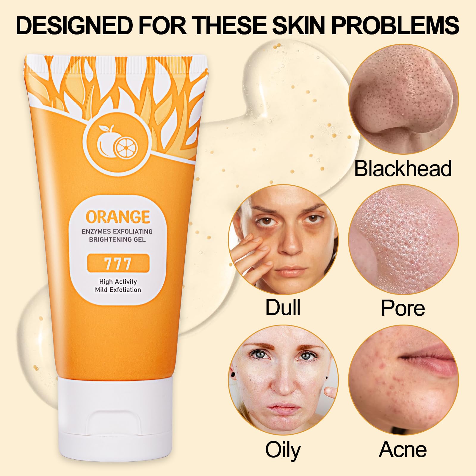 Orange Exfoliating Gel, Orange Exfoliating Face Scrub, Gentle Purifying Peeling Gel, Deep Cleansing Face and Body Exfoliation - Image 2