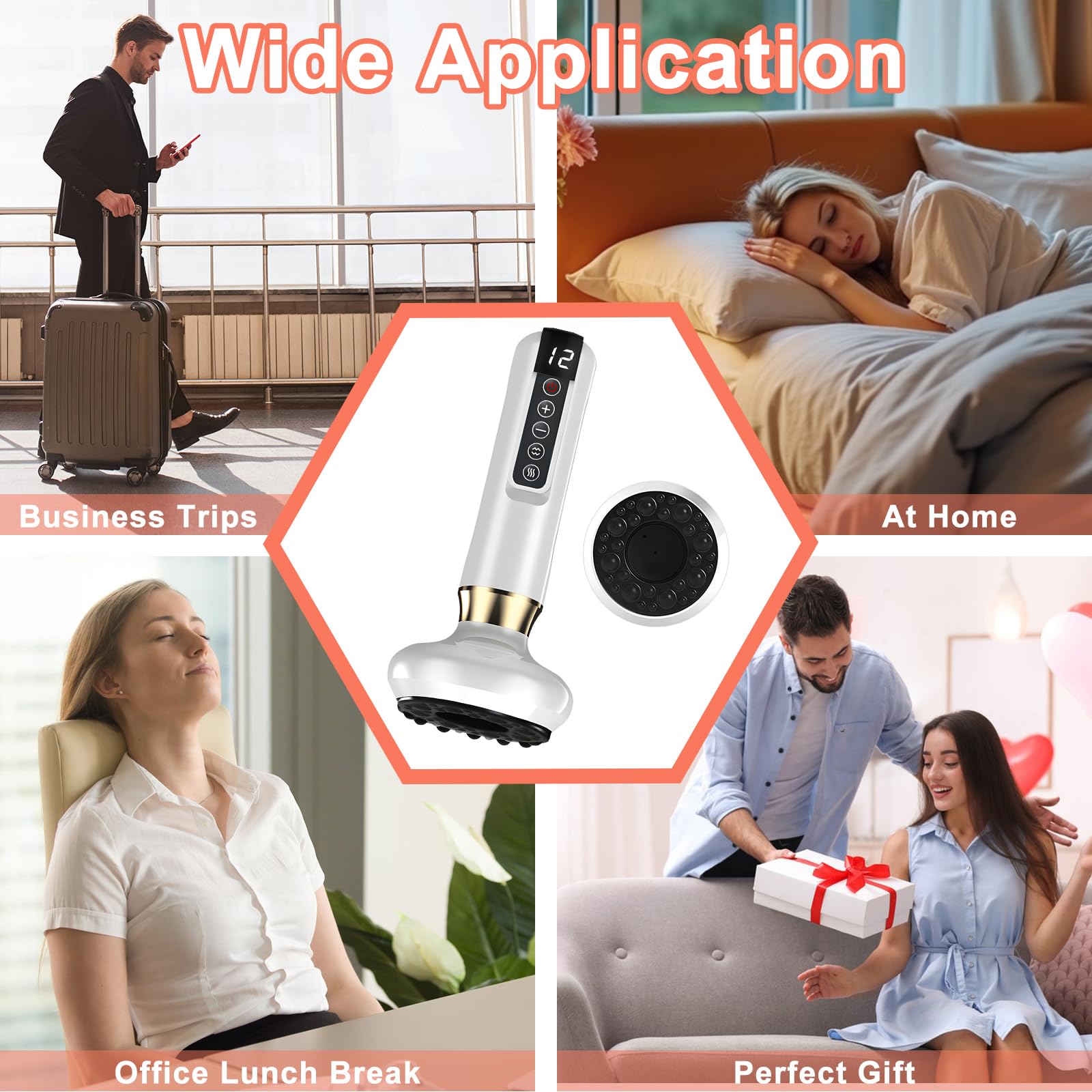 Dispositivo de Masaje de Ventosas Eléctrico,Masajeador Anticelulítico para Piernas/Abdomen/Manos, Dispositivo Anticelulítico,Cámara de Drenaje Linfático con 12 Programas y 4 Modos (Blanco)