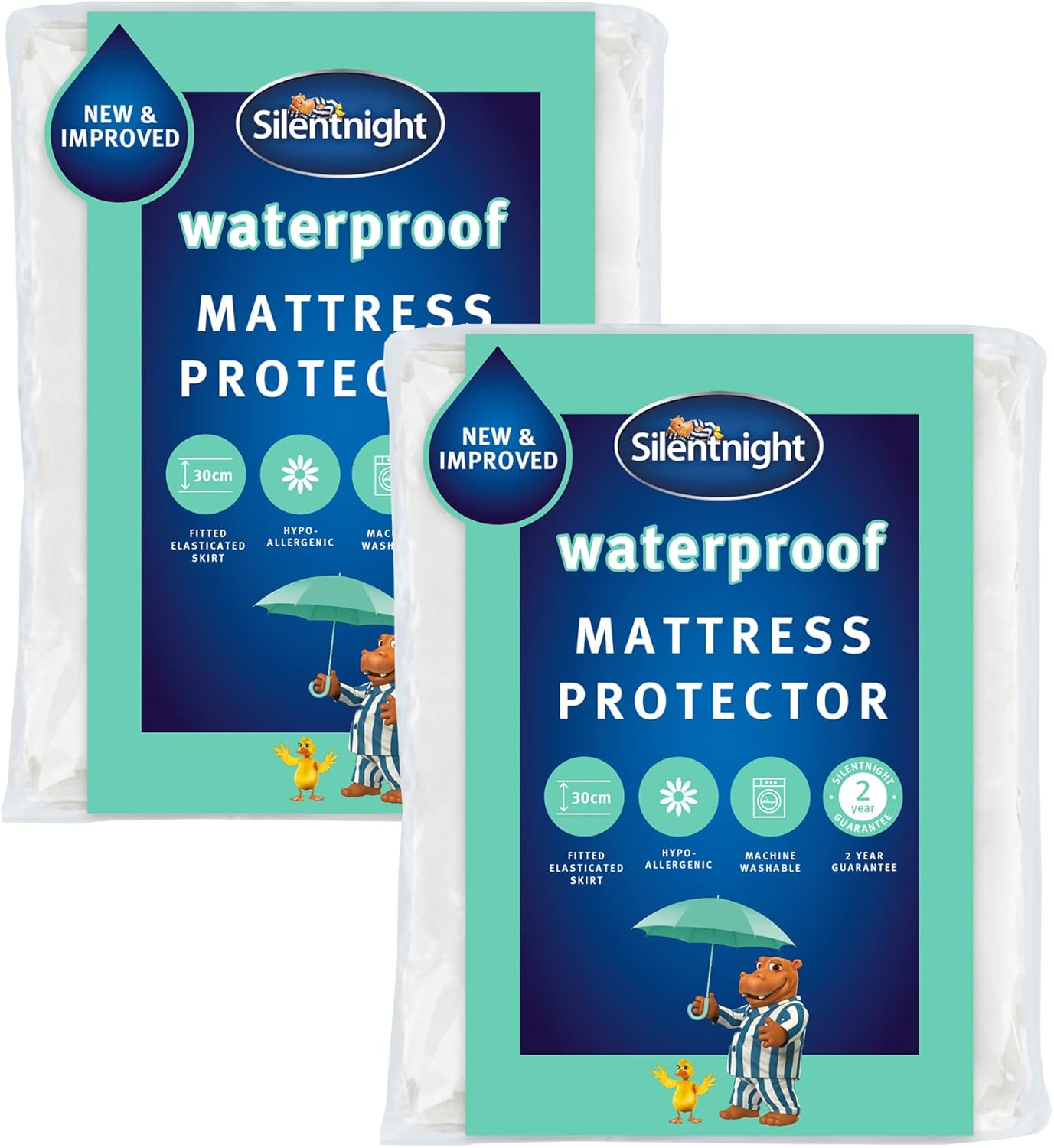 Silentnight Waterproof Mattress Protector 2 Pack Single Mattress