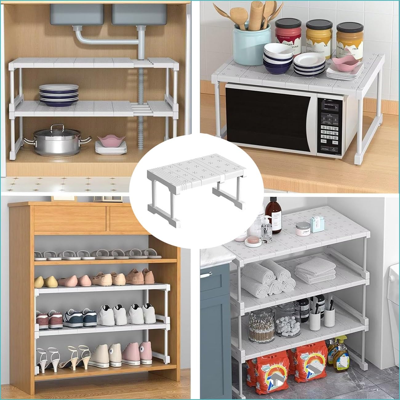 Scaffale Telescopico Estensibile per Armadio Divisori per Scaffali Telescopico Armadi, Mensola Estensibile per Armadio, Separatori Organizer Plastica(L:87-108cm,W:42cm-H:32cm)