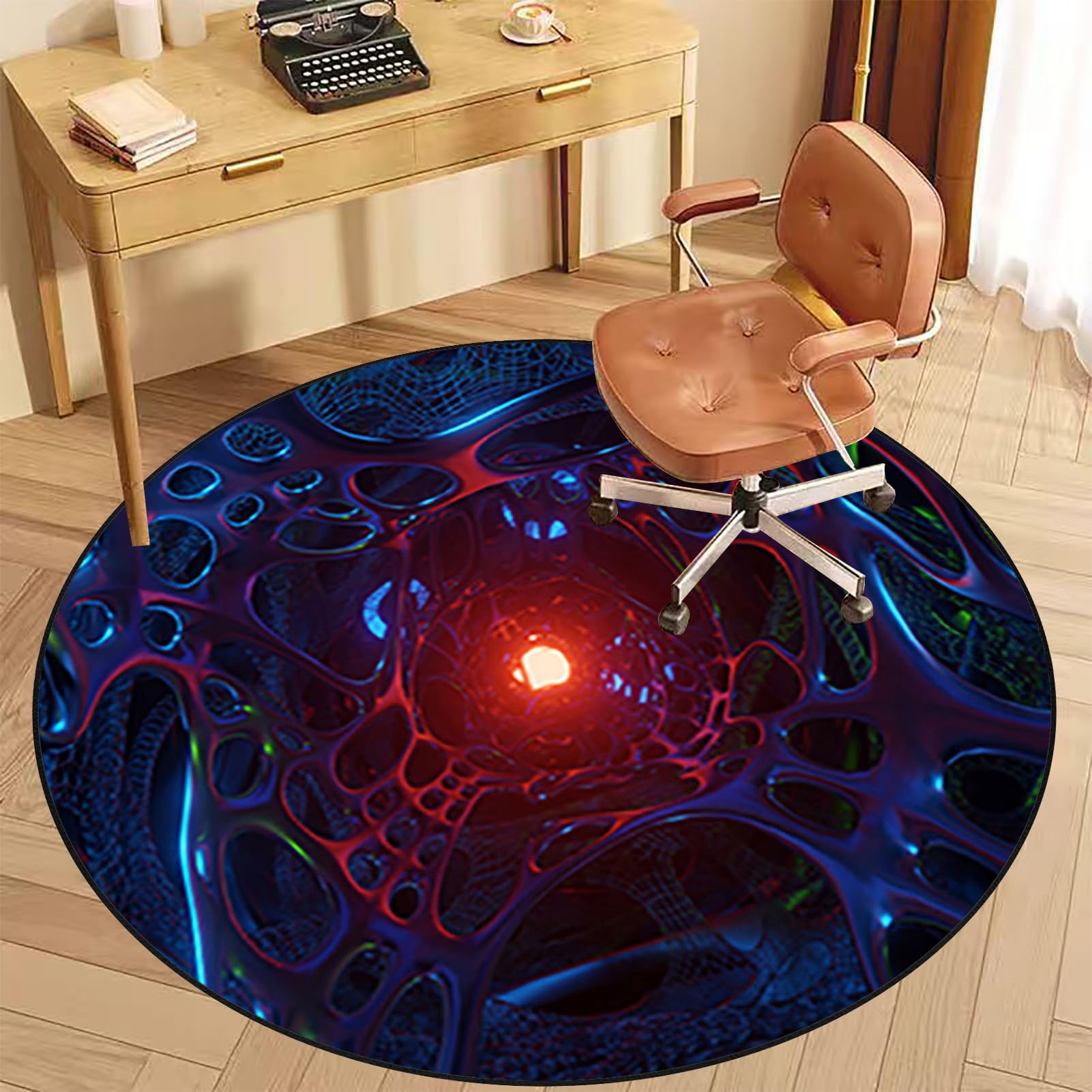 Sedia Ufficio Tappeto Rotondo, Gaming Pavimento Tappetino di Protectors Pavimenti per Parquet Piastrelle Tappeto Salvapavimento Tappetino Tappetino Rotondo per Pavimento Multiuso 120 cm/47.24"