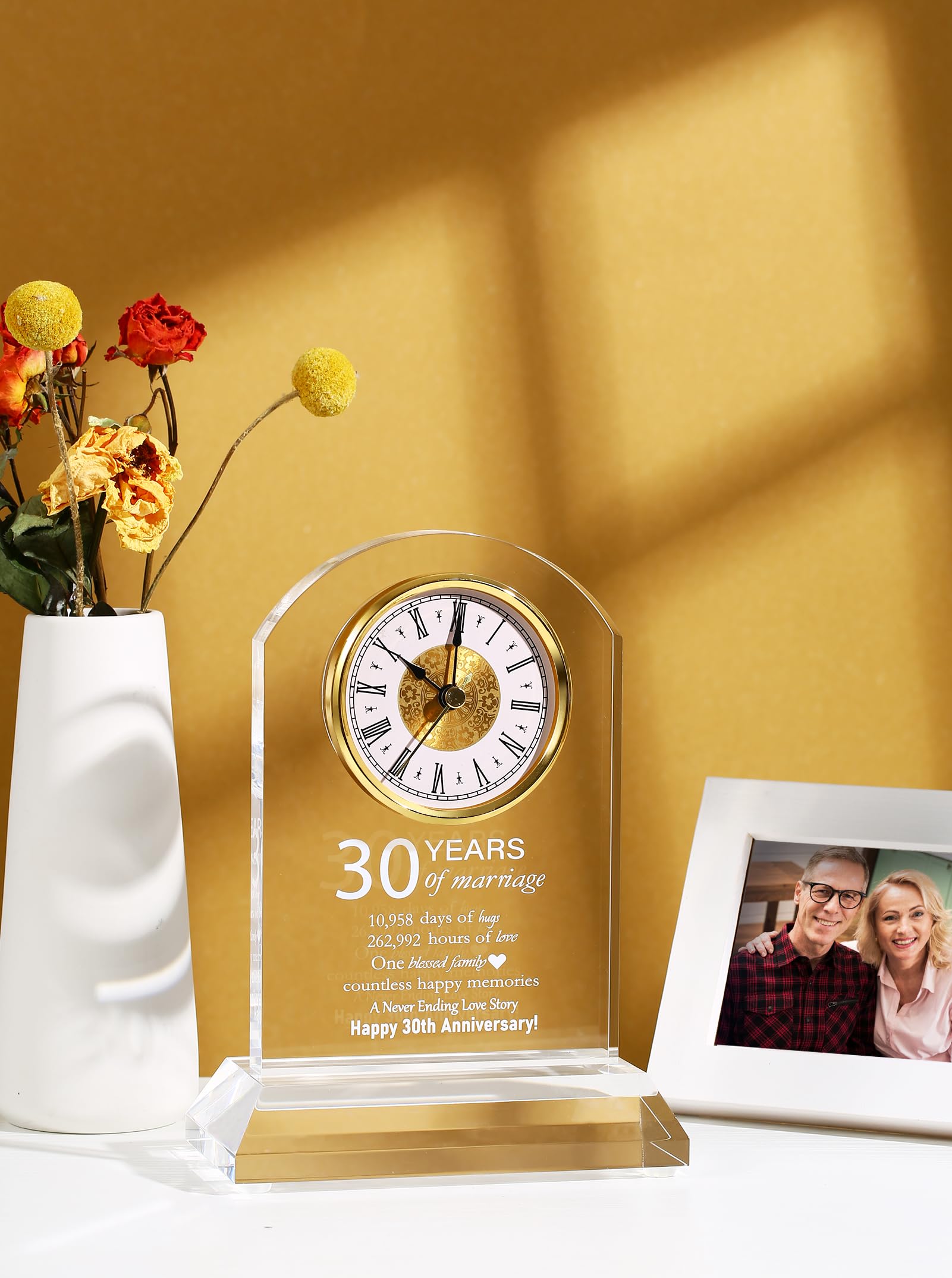 DEEWISH 30th Wedding Anniversary Clock, Best Gifts Ideas for Couple Parents Wife Husband Pearl 30 Years of Marriage for Him Her - Image 3