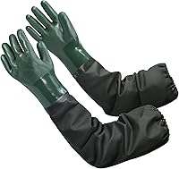 Vista 9 de 27" Full Arm Pond Gloves, Long Heavy Duty Gloves with Cotton Lining, Waterproof Rubber Chemical Resistant Glove