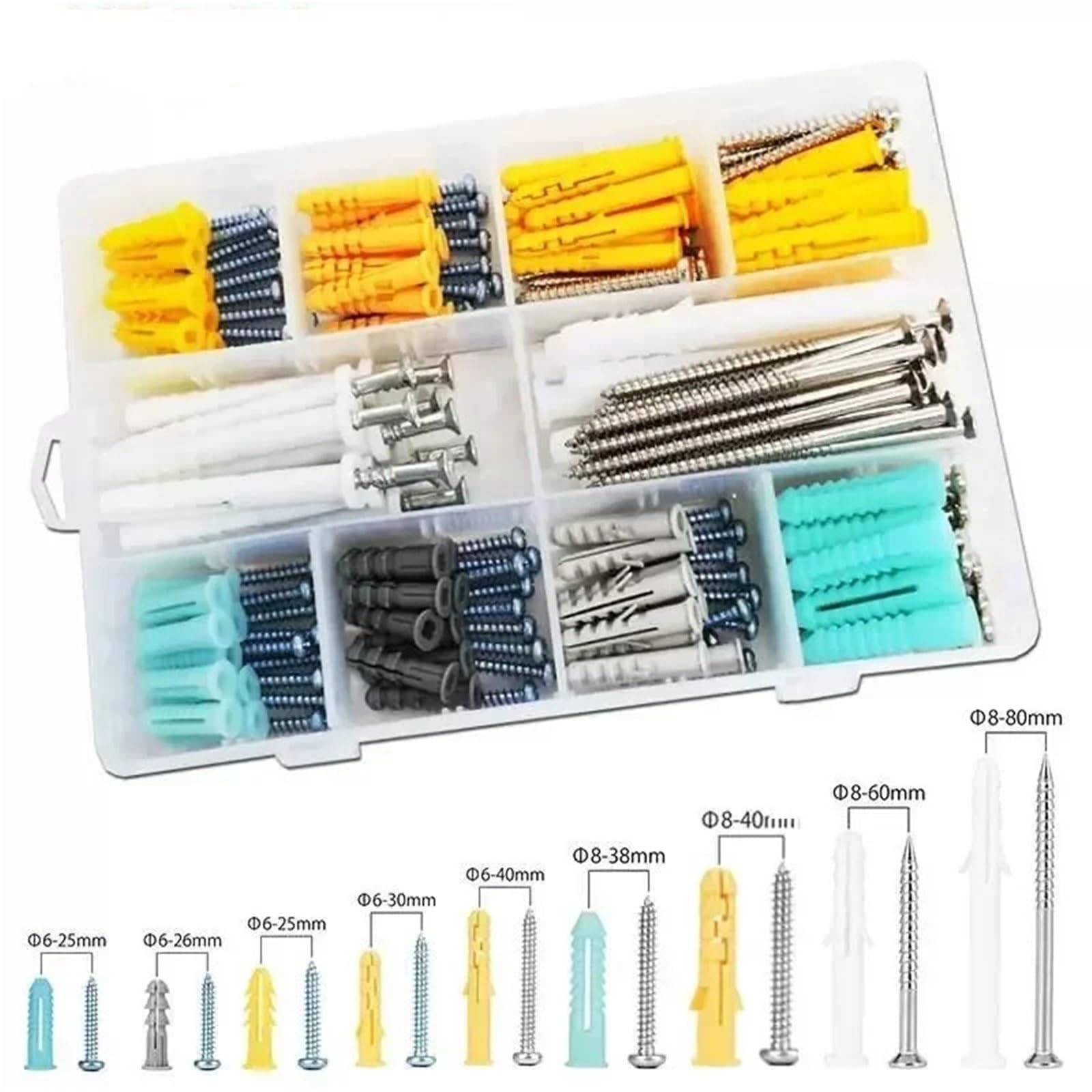 Dübel 10mm Trockenbau-Rippendübel-Anker-Set, Kunststoff-Selbstbohr-Erweiterung mit selbstschneidendem Kreuzschlitzschrauben-Sortiment
