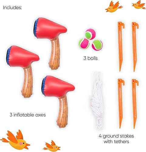 Miniatura 6 de Hearthsong Juego inflable gigante de doble cara para lanzar hachas y lanzar pelotas, 58.5 pulgadas de largo x 41 pulgadas de ancho x 58.5 pulgadas