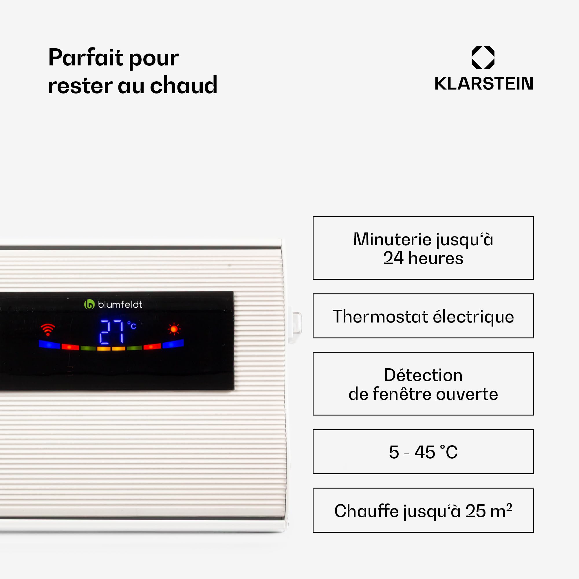 Klarstein Chauffage Electrique à Infrarouge, Chauffage de Jardin 3000W, App Smart WiFi, Télécommande, Minuterie, Affichage LED, Exterieur Terrasse, d'Appoint Econome Sans CO2