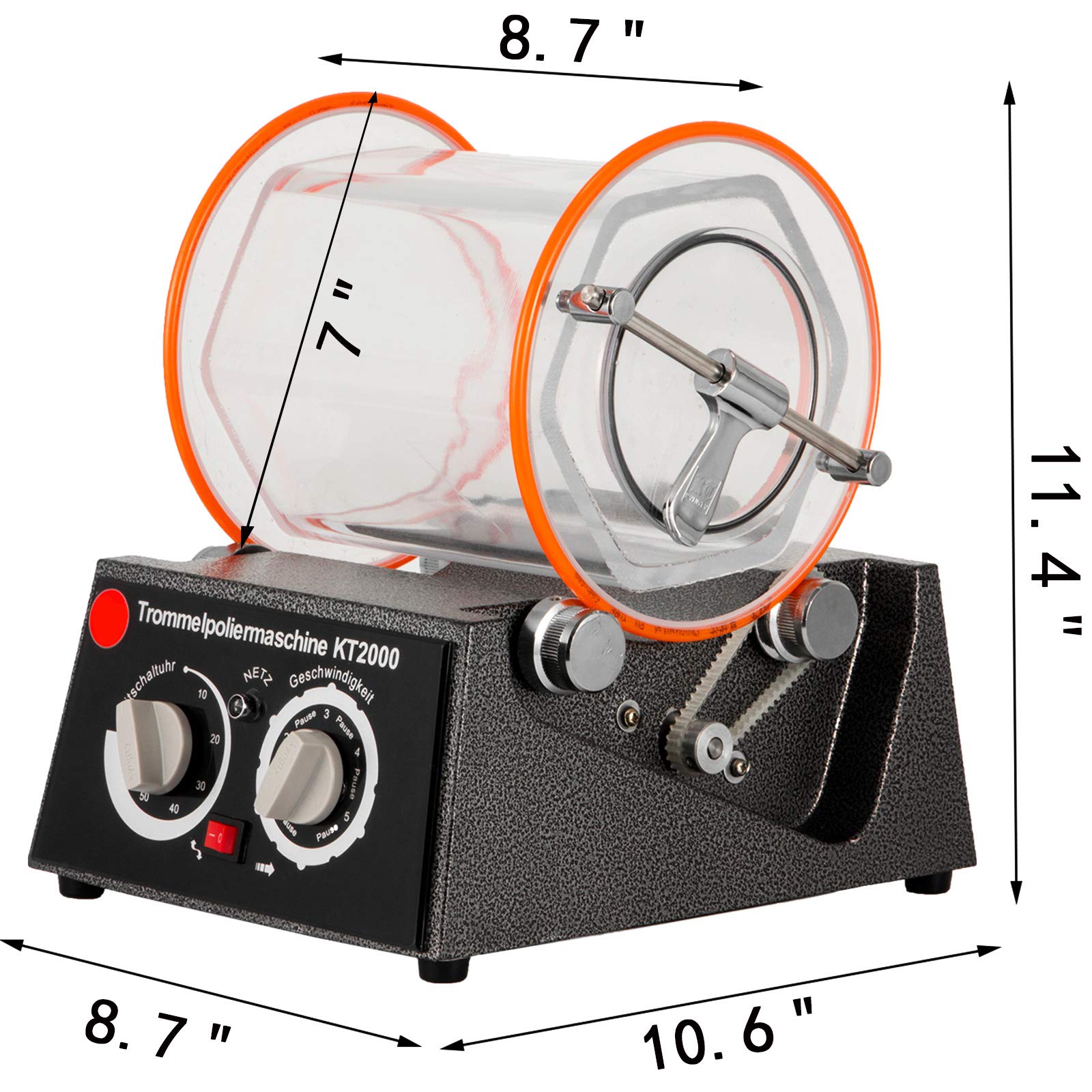 VEVOR Schmuck Poliermaschine aus zähem Polycarbonat 5 Kg, Rotary Tumbler Oberflächenpolierer 60 W, Schmuck Polieren, Dreh-Tumble Labor Kugelmühle, rutschfest, stabil für Magnesiumlegierungsmaterialien