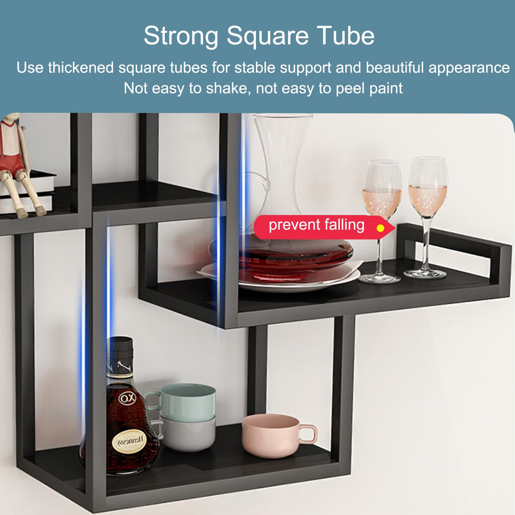 Botellero de Metal para Montar en la Pared con Soporte para Copas de Vino, minibar, Vitrina para licores, Estante para Botellas de Vino y Whisky, hogar, Bar, Cocina, cafeter