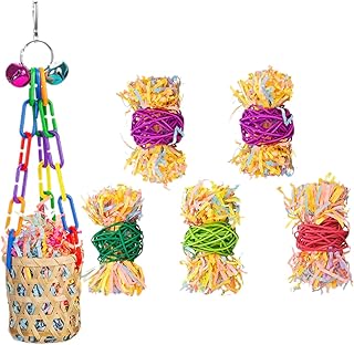 BUGUUYO 1 conjunto de brinquedos de mastigar Takraw brinquedos de pássaros grandes brinquedos de calopsita para gaiola de pássaros acessórios de convés cesta de forrageamento de pássaros brinquedos de forrageamento de pássaros brinquedos de forrageamento de pássaros de papel acessório para animais de estimação
