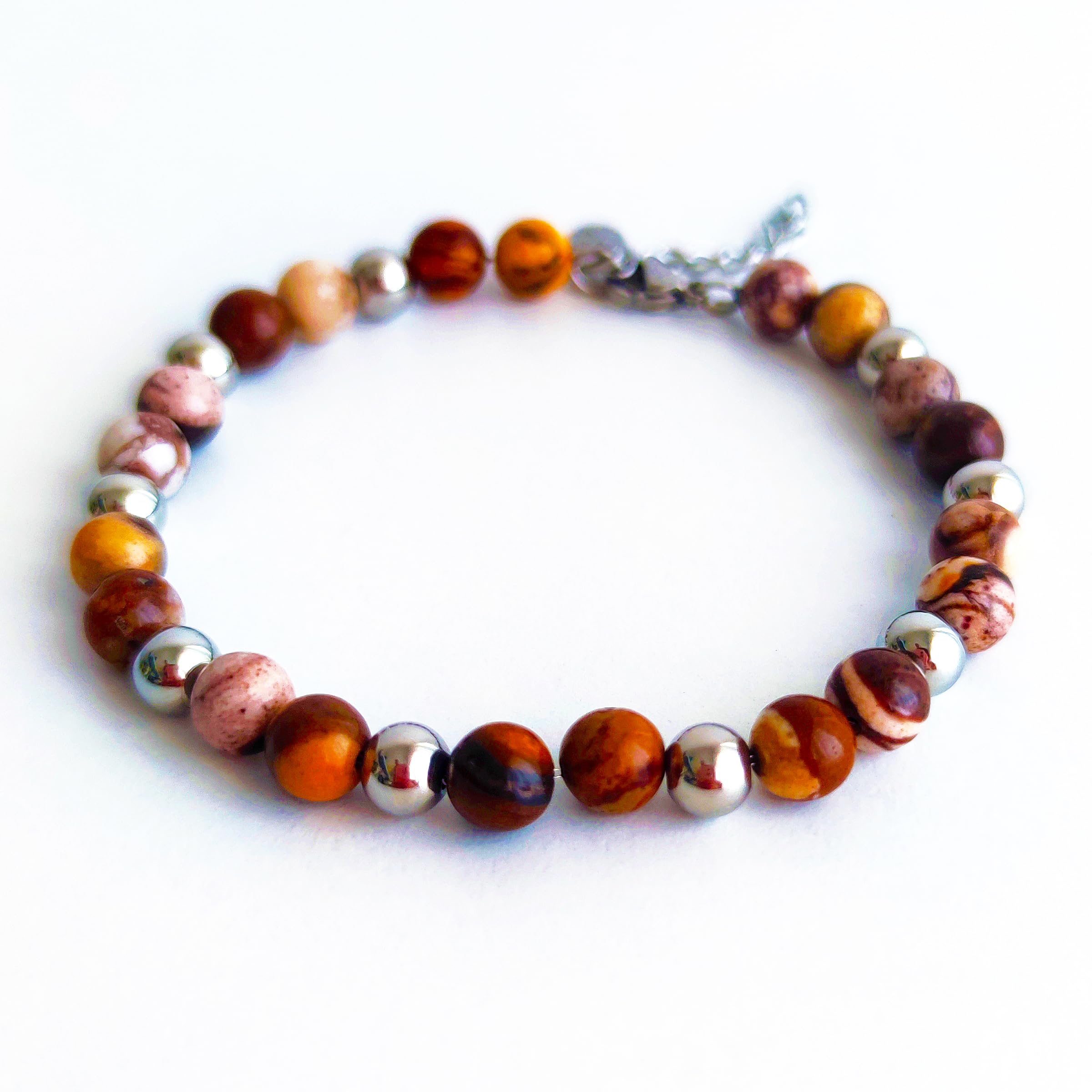 Bracciale, Cavigliera, Collana "Zebra" in Pietra Naturale e Acciaio Inox - Les Folies
