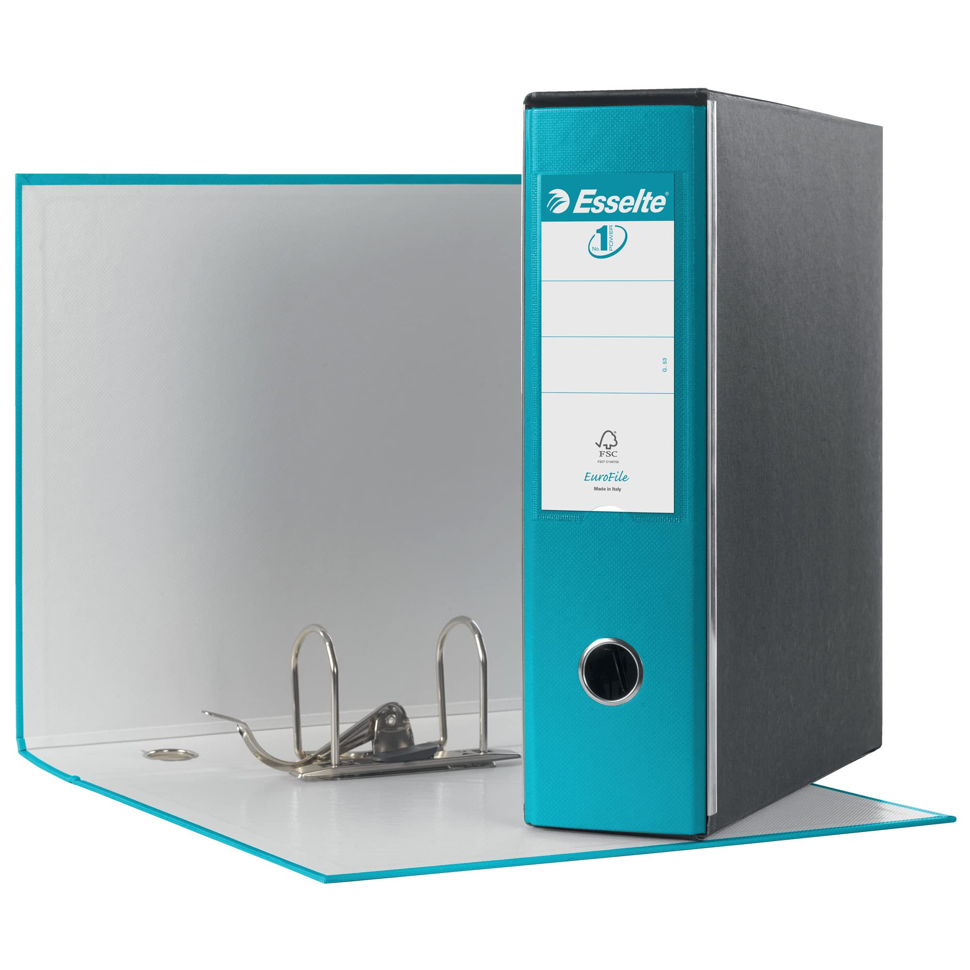 ESSELTE G53 EUROFILE Registratore - f.to commerciale dorso 8 cm - Turchese - 390753800 - Conf. da 6 Pezzi