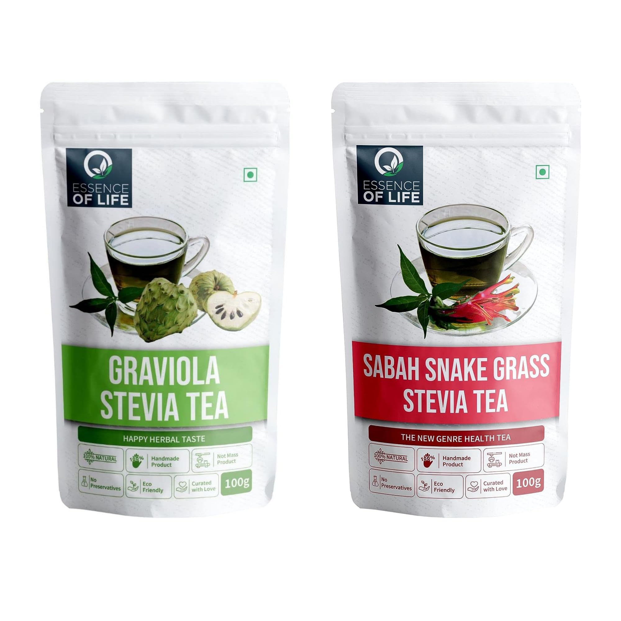 Essence of Life Herbal Tea for Cancer Cure Sabah Snake Grass Stevia Tea + Graviola Leaf Soursop Tea with Stevia | 100% Natural Ayurvedic Healthy Herbal Tea Powder COMBO - 100 Grams Each (B0CGQPKZ55) Amazon Price History, Amazon Price Tracker