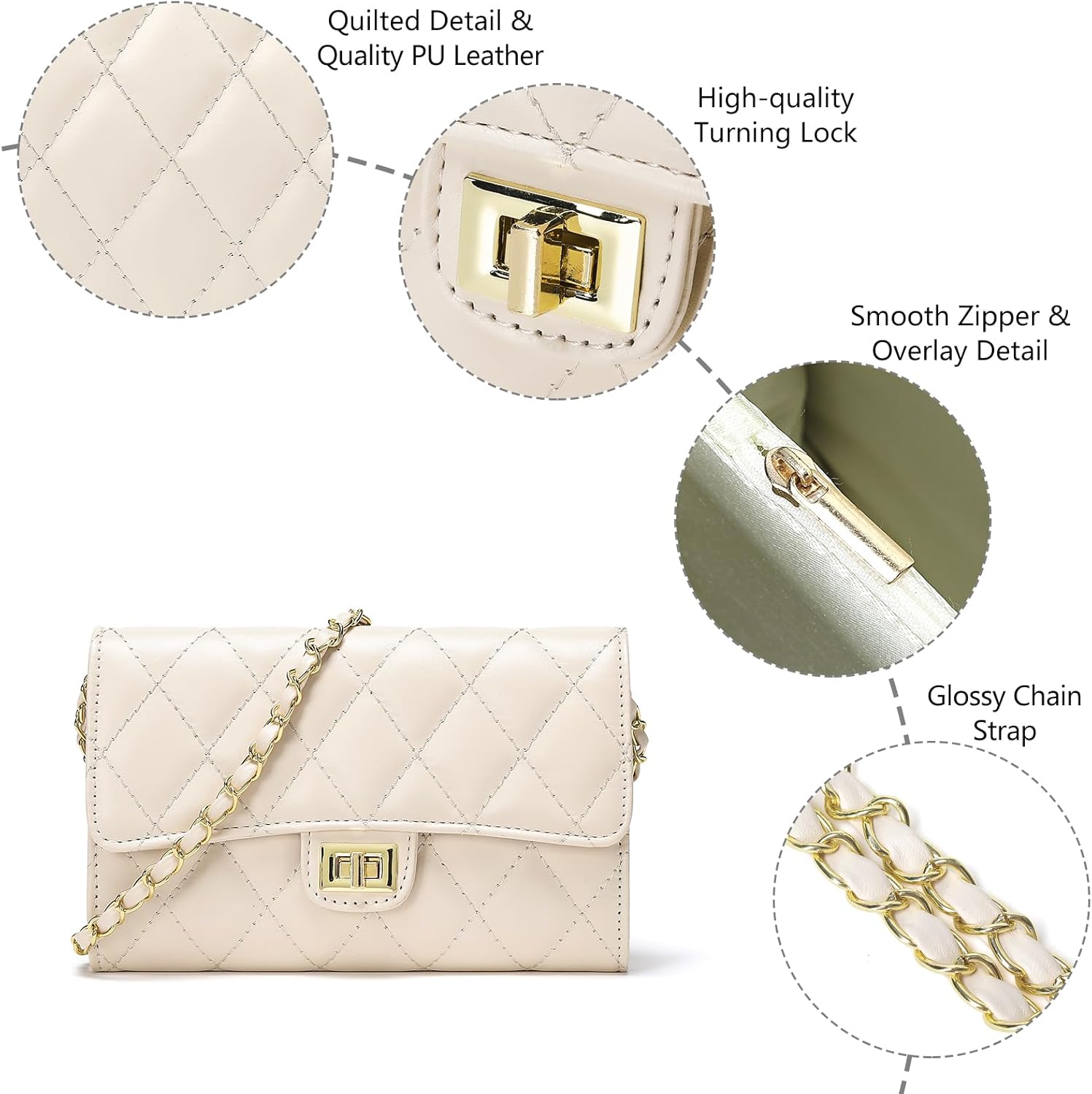 Small Quilted Crossbody Bags for Women Trendy Ladies Shoulder Bag Satchel HandBag Mini Purse Women - Image 5