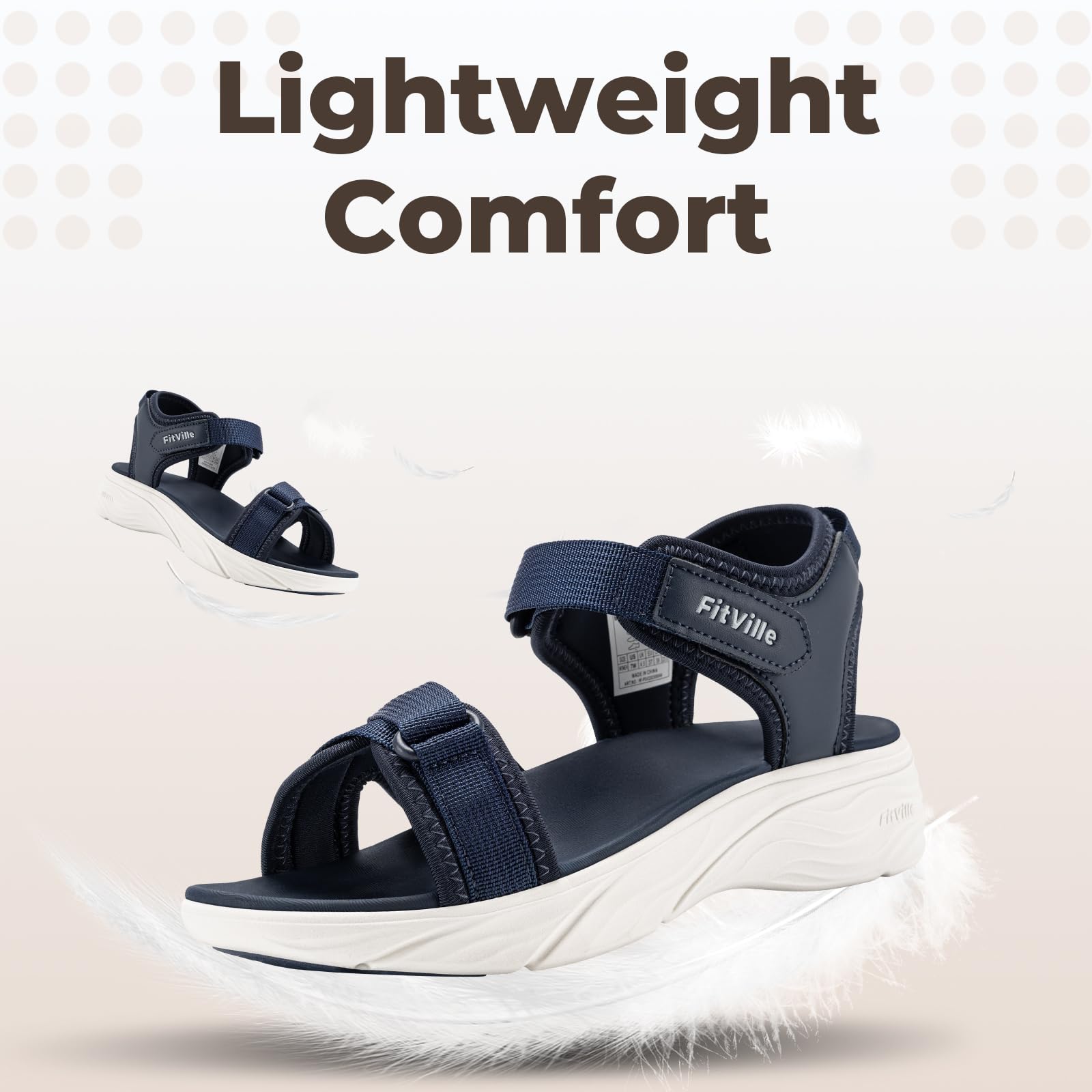 FitVille Weit Sandalen Damen Sommer Plateausandalen Bequeme Senioren Wandersandalen mit Verstellbarer Klettverschluss Gr.35.5-42.5