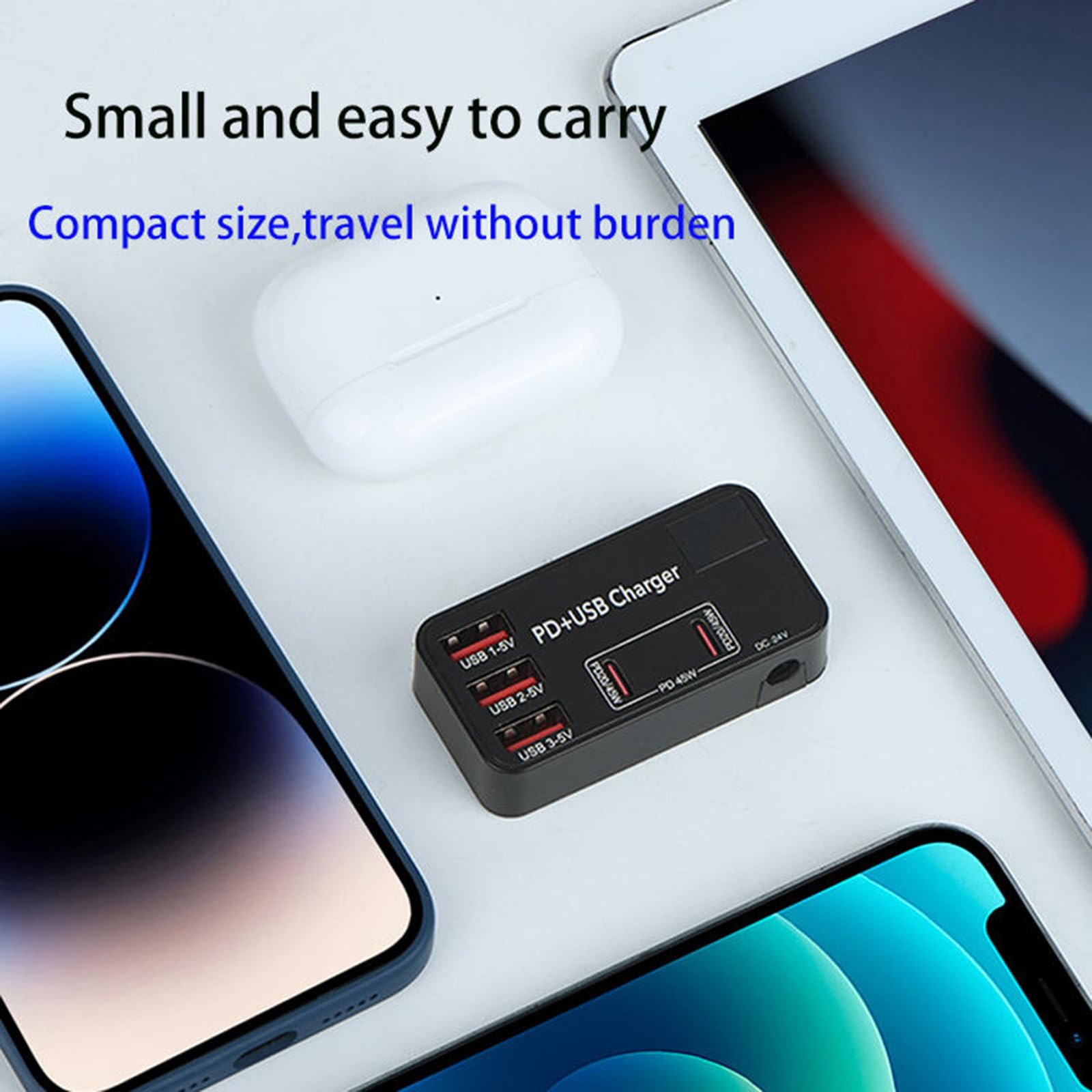 Adattatore da viaggio universale USB a ricarica rapida da 60 W nero PD45W Mini caricatore multifunzione per telefono cellulare portatile,A